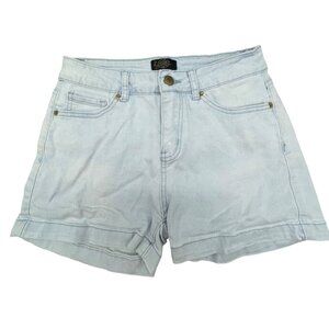 2 blue shorts button zipper jean Ramie blend light blue size 9 pockets READ